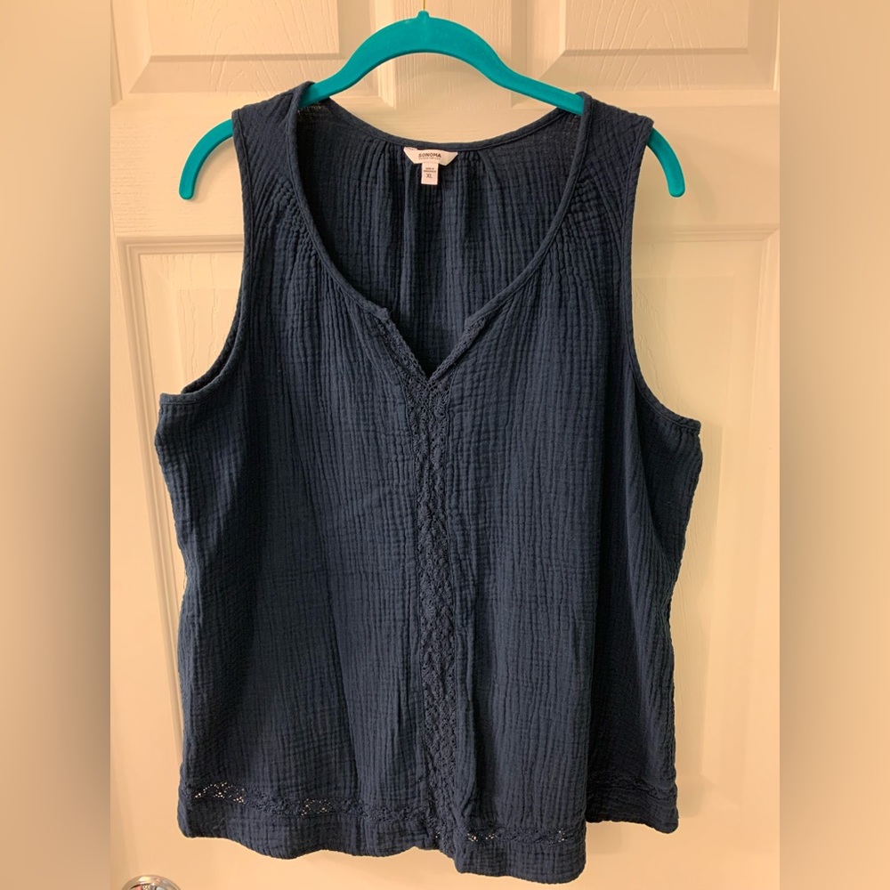 Sonoma Navy Textured Tank Top Kohls Size XL